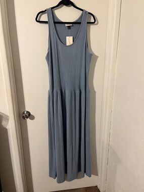 Sleeveless Light Blue Maxi Dress - Casual Ribbed Tank Style